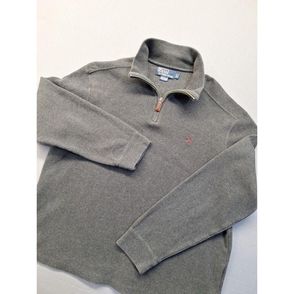 Polo Ralph Lauren Quarter Zip Pullover Sweatshirt Sweater Mens Large Gray Preppy
